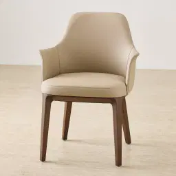 Ballina Sand Beige Vegan Leather Dining Chair - Smoky Ash Legs