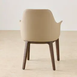 Ballina Sand Beige Vegan Leather Dining Chair - Smoky Ash Legs