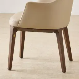 Ballina Sand Beige Vegan Leather Dining Chair - Smoky Ash Legs