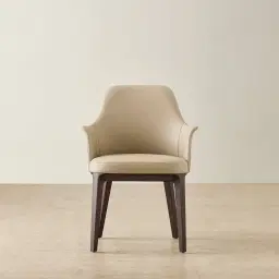 Ballina Sand Beige Vegan Leather Dining Chair - Ebony Brown Ash Legs