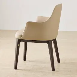 Ballina Sand Beige Vegan Leather Dining Chair - Ebony Brown Ash Legs