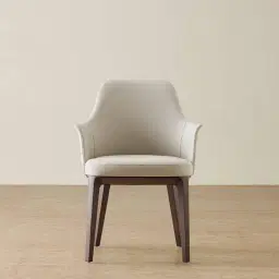 Ballina Glacier Grey Vegan Leather Dining Chair - Ebony Brown Ash Legs