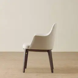 Ballina Glacier Grey Vegan Leather Dining Chair - Ebony Brown Ash Legs