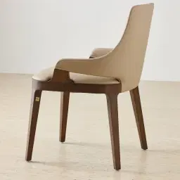 Maggie Sand Beige Vegan Leather Dining Chair - Smoky Ash Legs