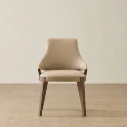 Maggie Sand Beige Vegan Leather Dining Chair - Smoky Ash Legs