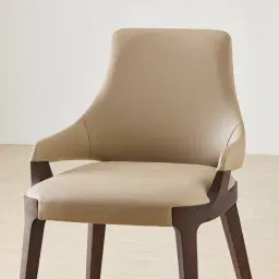 Maggie Sand Beige Vegan Leather Dining Chair - Ebony Brown Ash Legs