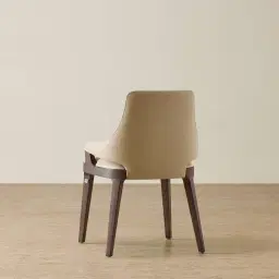 Maggie Sand Beige Vegan Leather Dining Chair - Ebony Brown Ash Legs