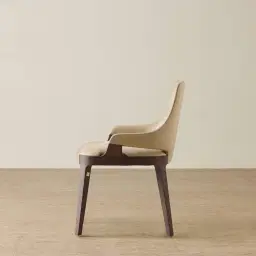 Maggie Sand Beige Vegan Leather Dining Chair - Ebony Brown Ash Legs