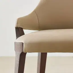 Maggie Sand Beige Vegan Leather Dining Chair - Ebony Brown Ash Legs