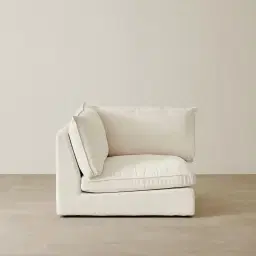 Macie Chiffon White Fabric Modular Sofa - Corner Seater
