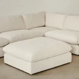 Macie Chiffon White Fabric Modular Sofa - Corner Seater