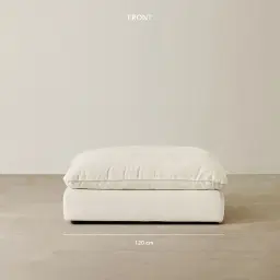 Macie Chiffon White Fabric Modular Sofa - Ottoman