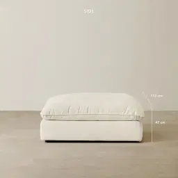Macie Chiffon White Fabric Modular Sofa - Ottoman