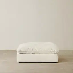 Macie Chiffon White Fabric Modular Sofa - Ottoman