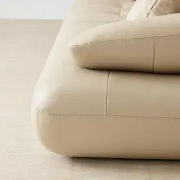 Trinity Almond Cream Leather 3-Seater Sofa