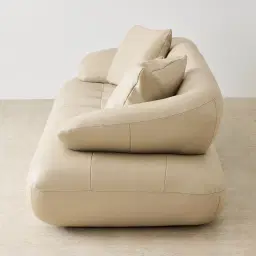 Trinity Almond Cream Leather 3-Seater Sofa