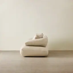 Trinity Almond Cream Leather 3-Seater Sofa