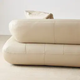 Trinity Almond Cream Leather 3-Seater Sofa