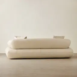 Trinity Almond Cream Leather 3-Seater Sofa