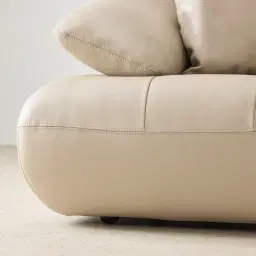 Trinity Almond Cream Leather 3-Seater Sofa
