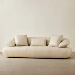 Trinity Almond Cream Leather 3-Seater Sofa