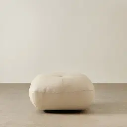 Trinity Almond Cream Leather Ottoman