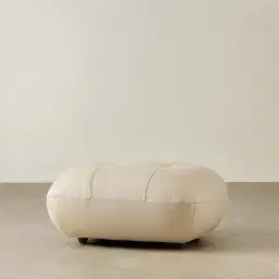 Trinity Almond Cream Leather Ottoman