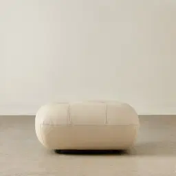 Trinity Almond Cream Leather Ottoman