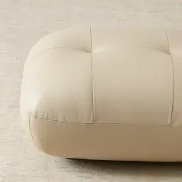Trinity Almond Cream Leather Ottoman