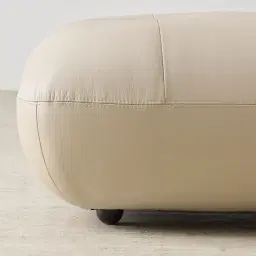 Trinity Almond Cream Leather Ottoman