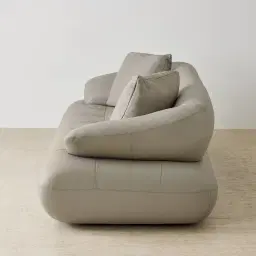 Trinity Milk Coffee Leather 3-Seater Sofa