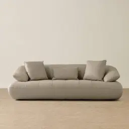 Trinity Milk Coffee Leather 3-Seater Sofa