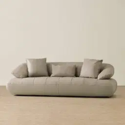 Trinity Milk Coffee Leather 3-Seater Sofa