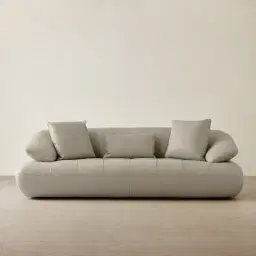 Trinity Milk Coffee Leather 3-Seater Sofa