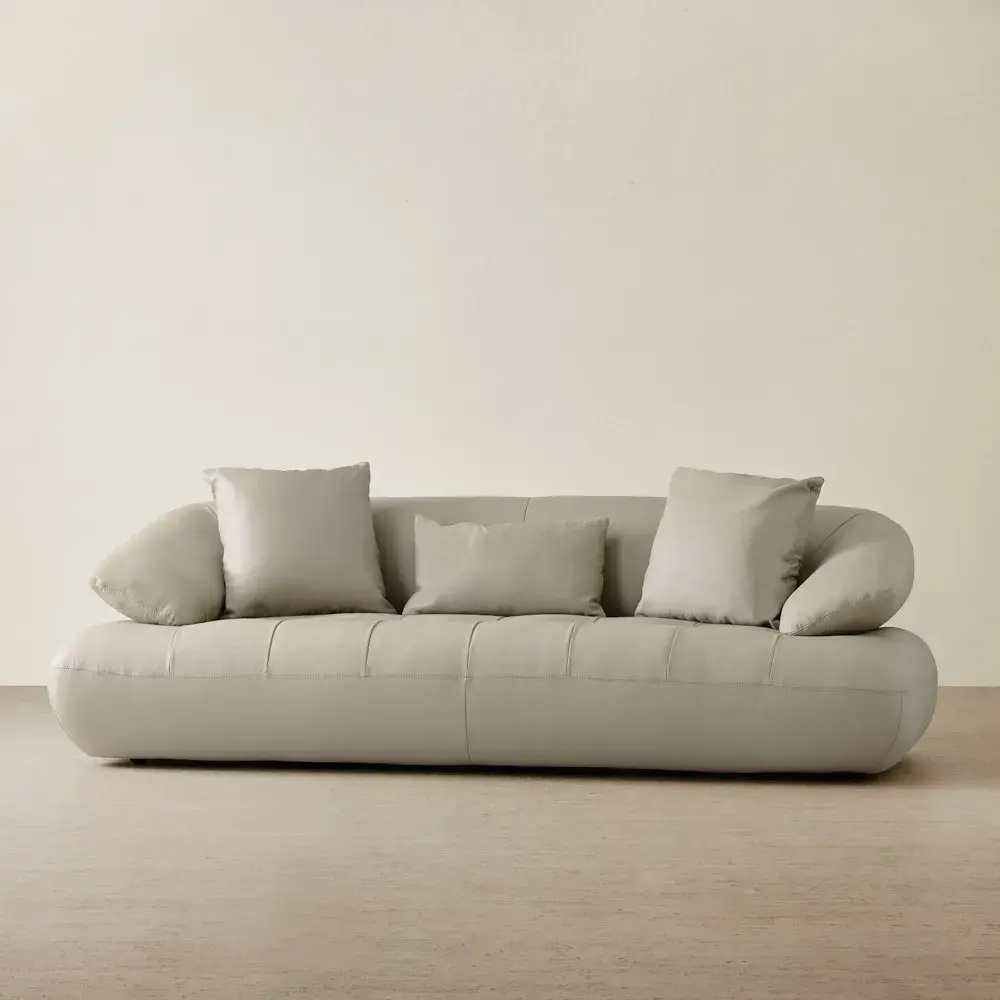 Trinity Milk Coffee Leather 3-Seater Sofa