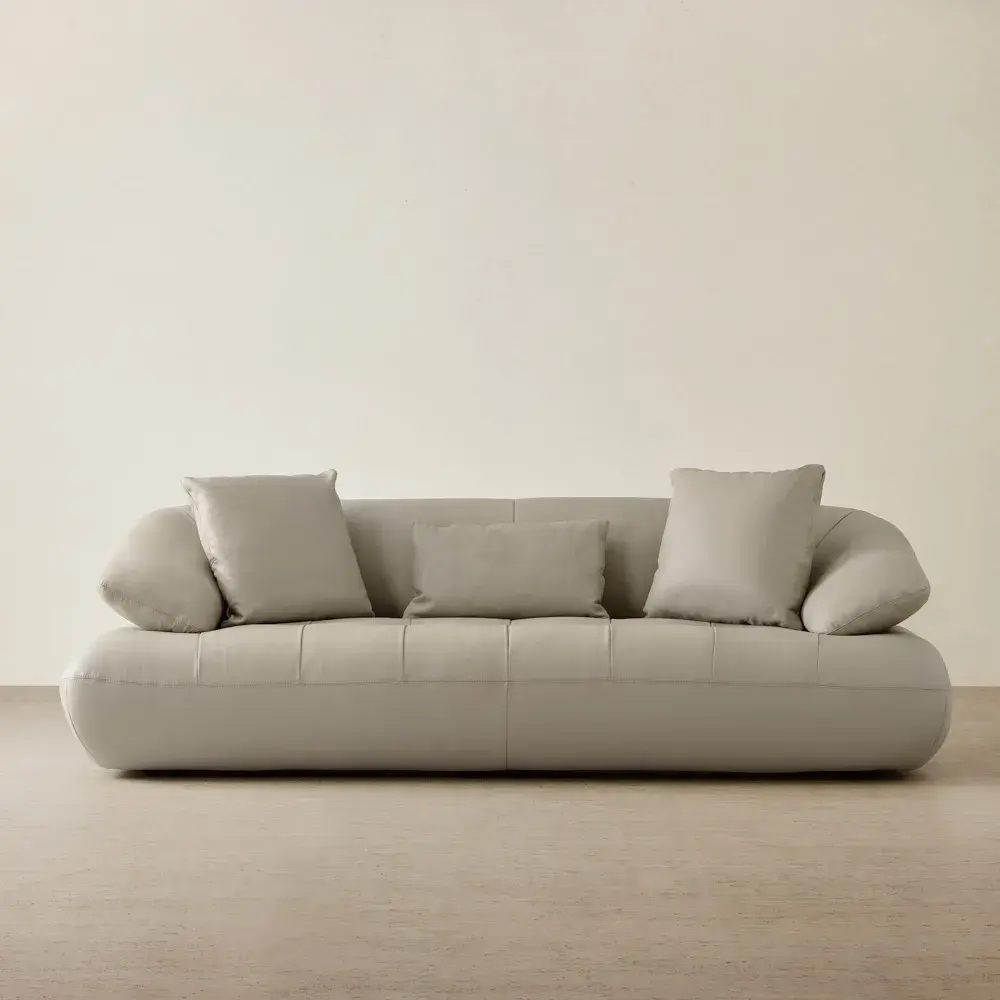 Trinity Milk Coffee Leather 3-Seater Sofa