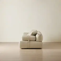 Elva Champagne Beige Semi Aniline Leather 3-Seater Sofa