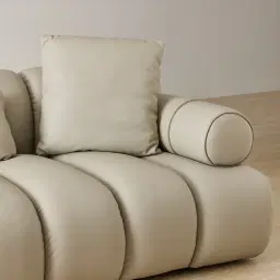 Elva Champagne Beige Semi Aniline Leather 3-Seater Sofa