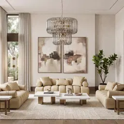 Elva Champagne Beige Semi Aniline Leather 3-Seater Sofa