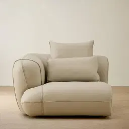 Marvie Champagne Beige Semi Aniline Leather Sofa - 1.5 Left Arm