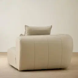 Marvie Champagne Beige Semi Aniline Leather Sofa - 1.5 Left Arm
