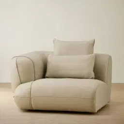 Marvie Champagne Beige Semi Aniline Leather Sofa - 1.5 Left Arm