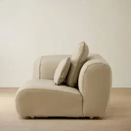 Marvie Champagne Beige Semi Aniline Leather Sofa - 1.5 Left Arm