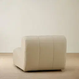 Marvie Champagne Beige Semi Aniline Leather Sofa - 1.5 Armless