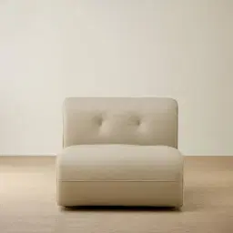 Marvie Champagne Beige Semi Aniline Leather Sofa - 1.5 Armless