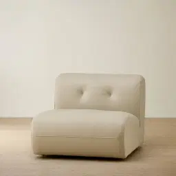 Marvie Champagne Beige Semi Aniline Leather Sofa - 1.5 Armless