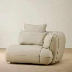 Marvie Champagne Beige Semi Aniline Leather Sofa - 1.5 Right Arm