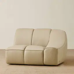 Valeni Oyster Grey Leather Modular Sofa - 1.5 Right Arm