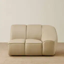 Valeni Oyster Grey Leather Modular Sofa - 1.5 Right Arm