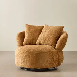 Borcea Fusion Mustard Fabric Swivel Occasional Chair